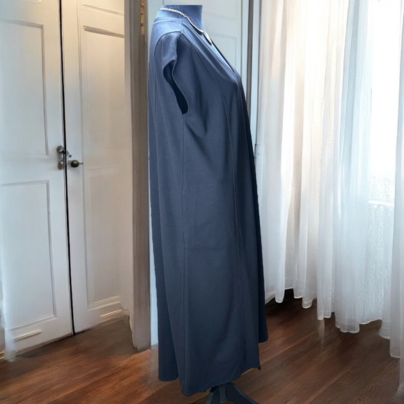 J. Jill Lg Wearever Black Double-Face Jersey Elliptical A-Line Dress Cap Sleeve - Picture 4 of 9